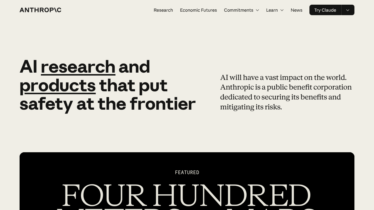 Anthropic homepage
